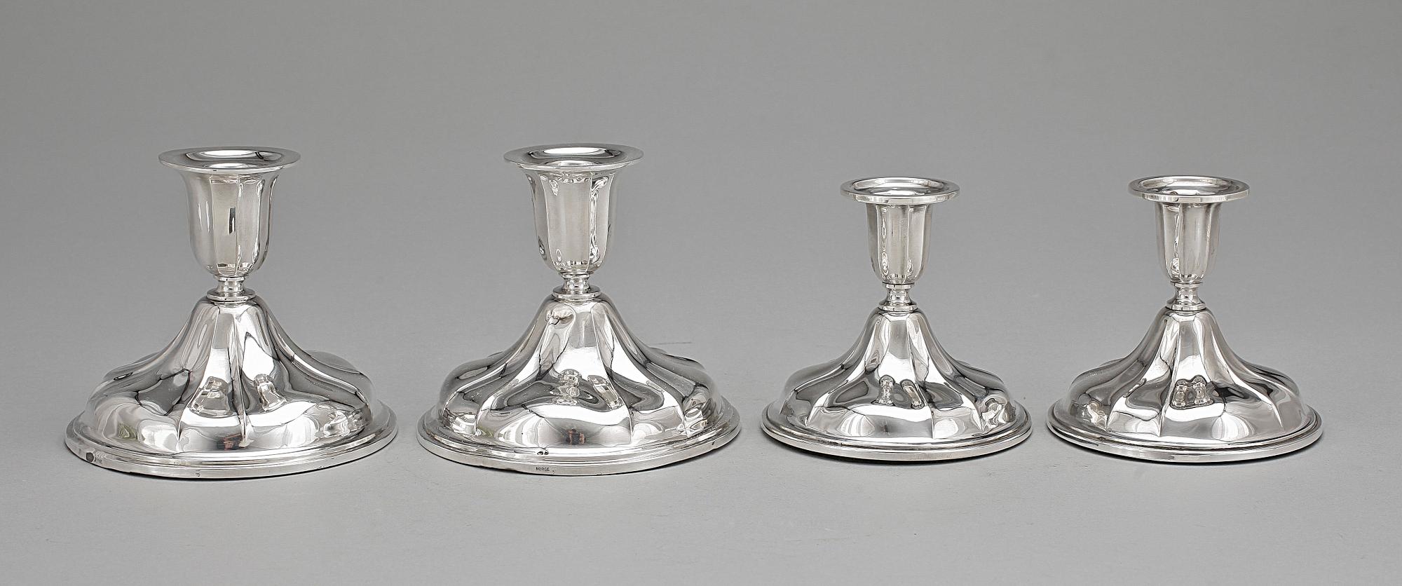 LJUSSTAKAR, 2 par, silver, bl a Norge 1900-tal.