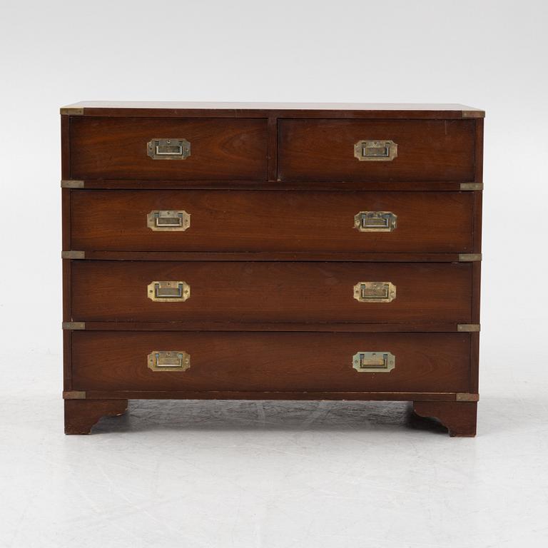 A mahogany dresser with brass corners, second part of the 20th Century.
