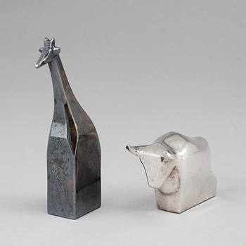 Two electro plated zinc figurines from Dansk Designs, Japan.