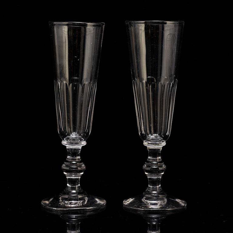 CHAMPAGNEGLAS, 10 stycken, 1800-tal.