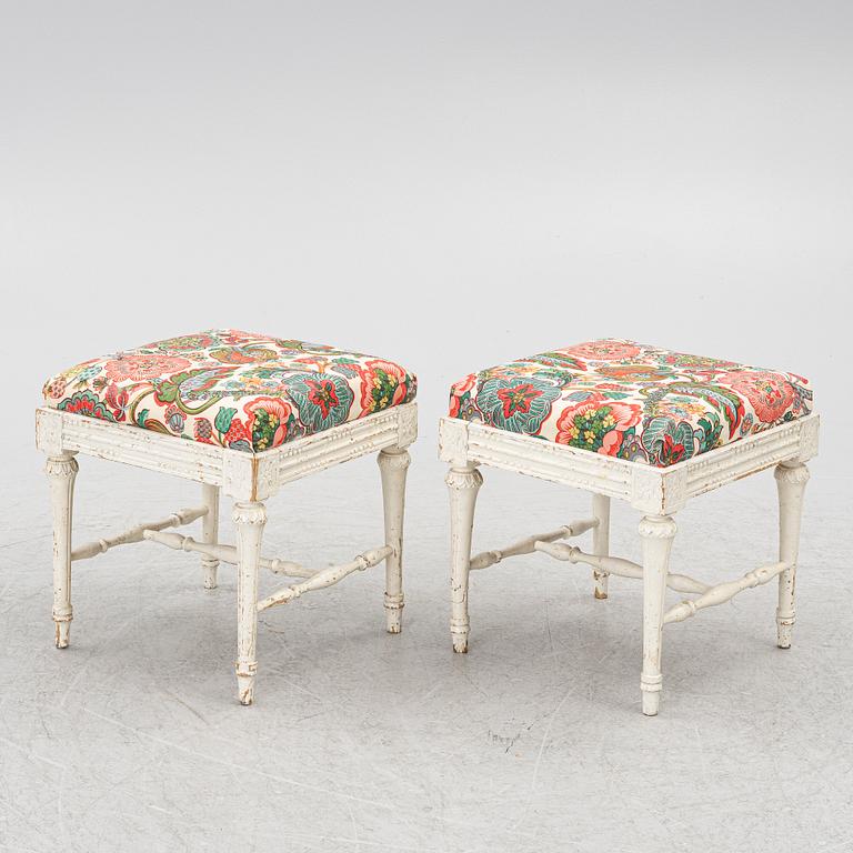 A pair of Gustavian stools, late 18th century.