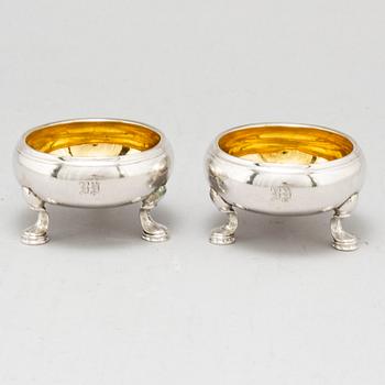 A pair of parcel-gilt silver salt cellars, possibly Baltic 19th century.