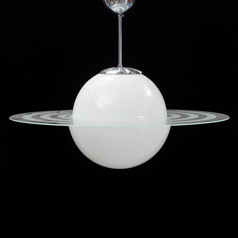 A Saturn glass ceiling light, mid 20th Century.