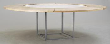A Poul Kjaerholm marble top 'PK-54' dining table, Fritz Hansen, Denmark 1986.