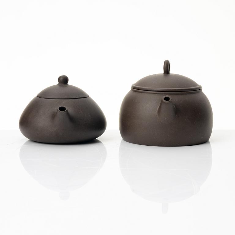 Tekannor, fem stycken, yixing, Kina, 1980/-90-tal.