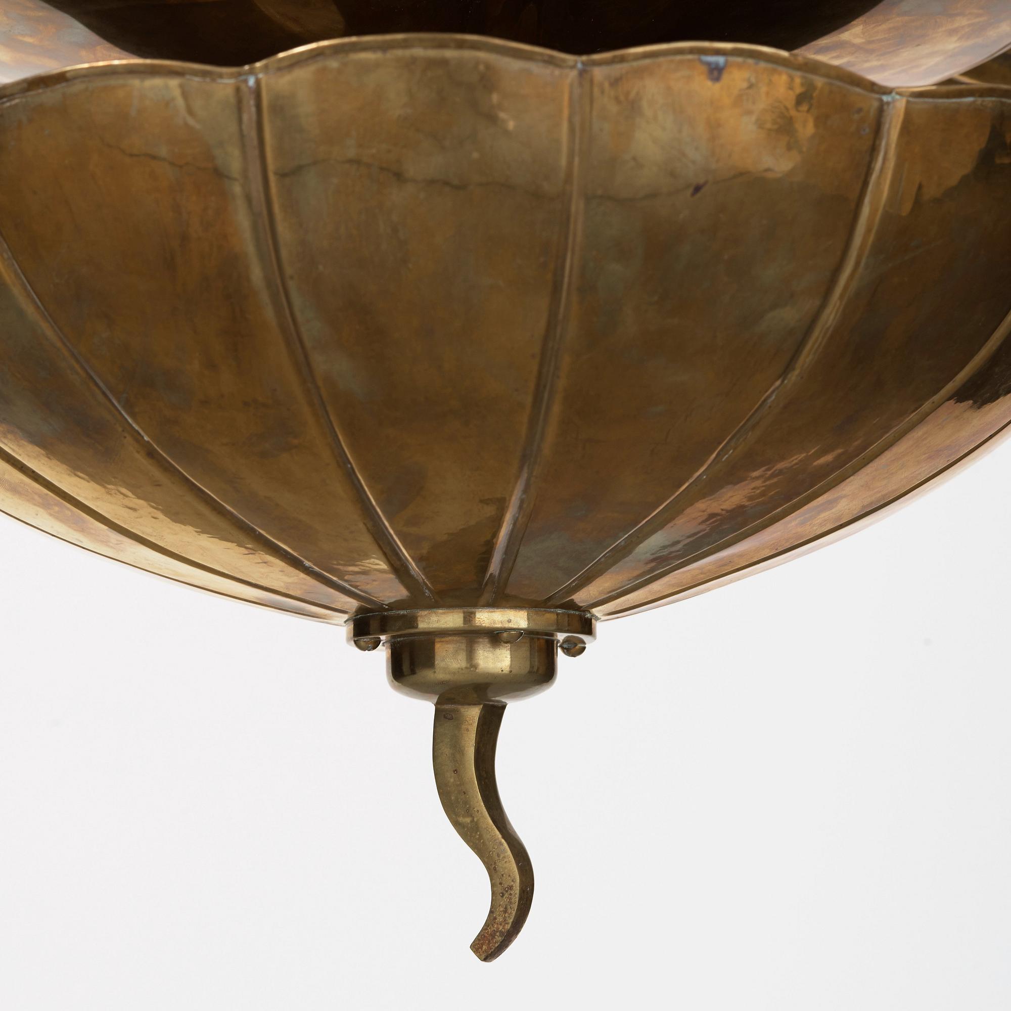 Lars Holmström, a Swedish Grace brass chandelier, Arvika.