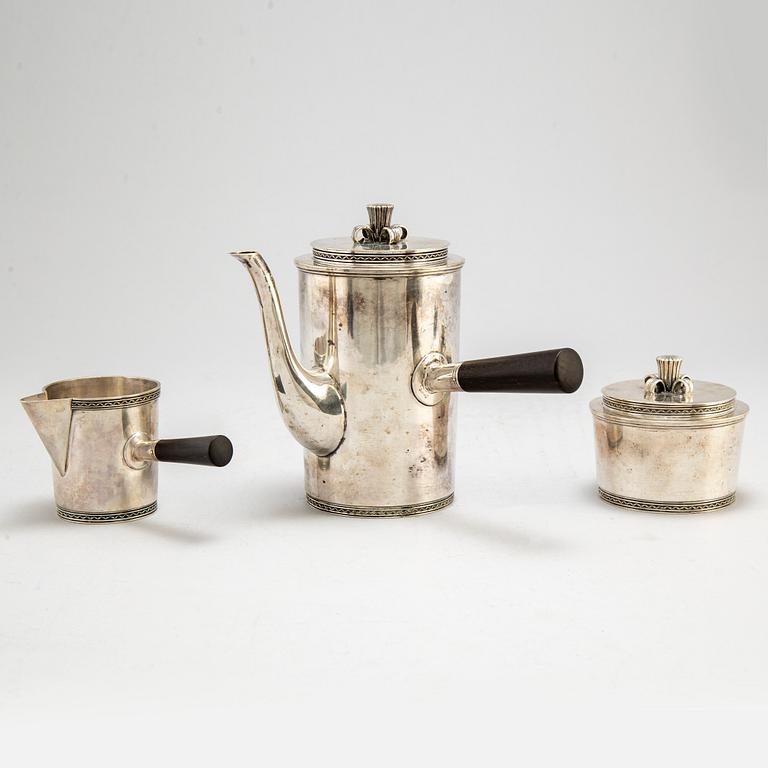 ERIC RÅSTRÖM, kaffeservis, 3 delar, silver, David Andersen & Comp AB, Stockholm, 1941.