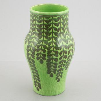 Gunnar Wennerberg, a 'Sgrafitto' creamware vase from Gustafsberg, dated 1900.