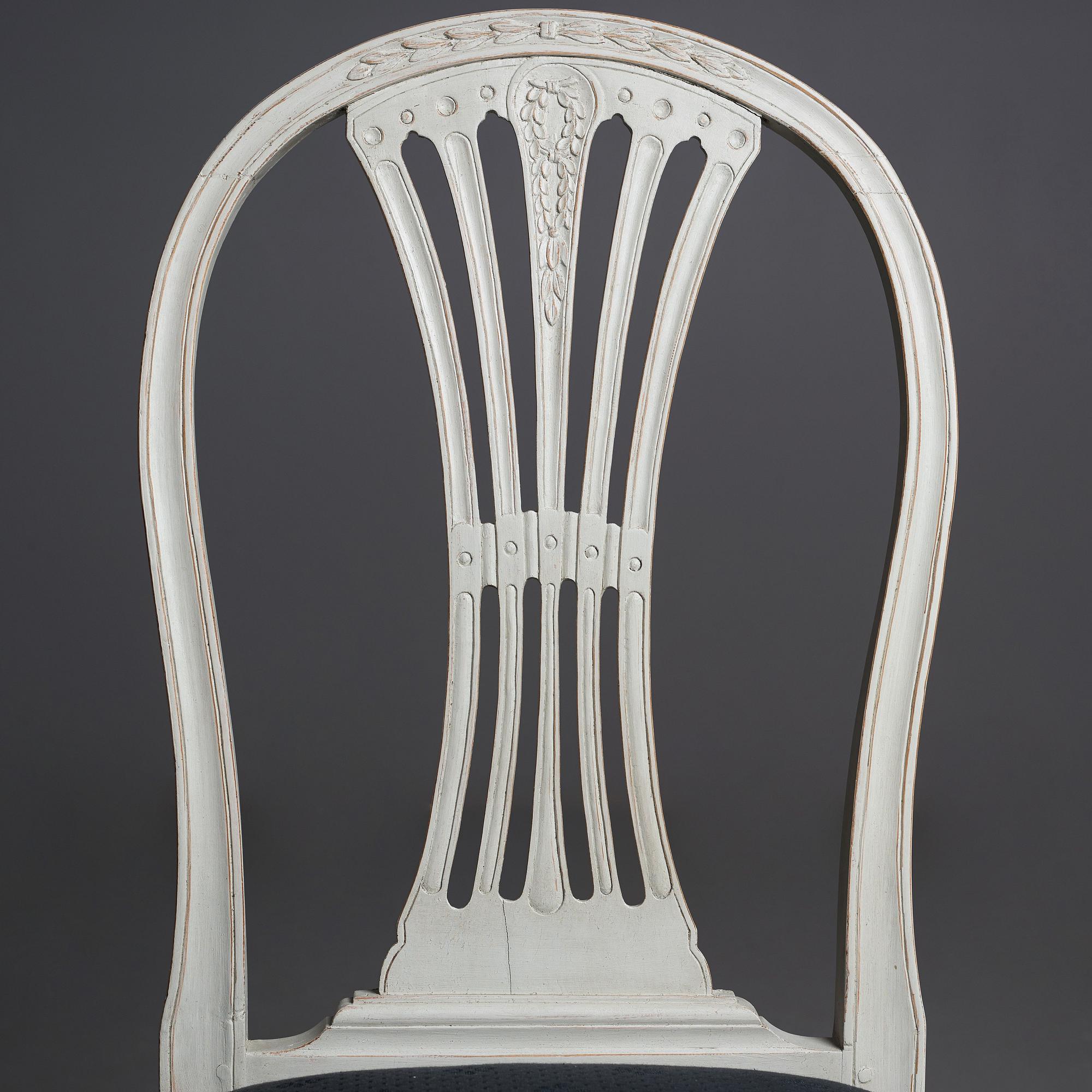 STOLAR, 12 st (6+6), tillskrivna Johan Lindgren, gustavianska, 1700-talets slut.