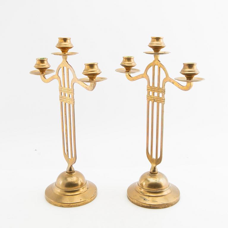 Kandelabrar, ett par, jugend, tidigt 1900-tal.