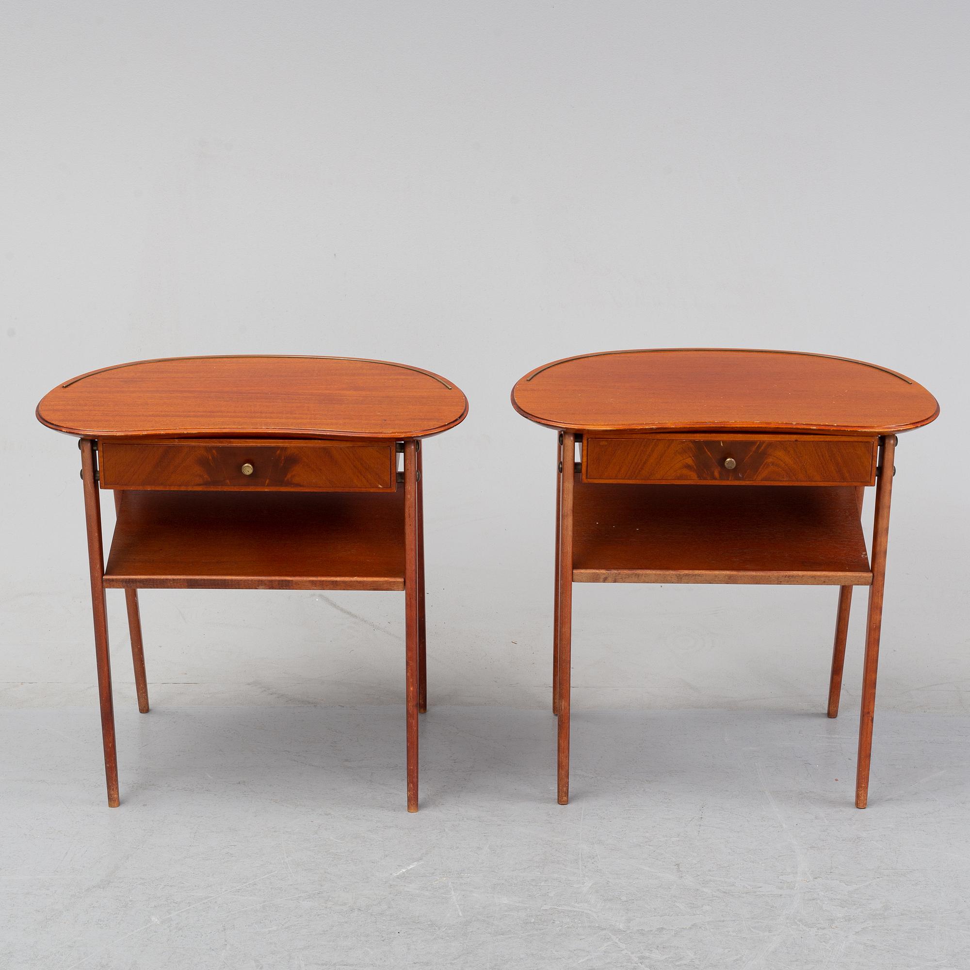 A pair of bedside tables, Sweden, mid 20th century.