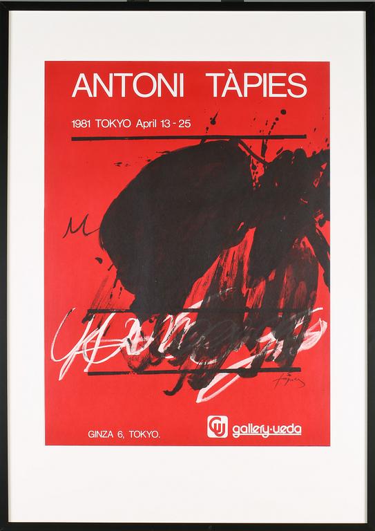 ANTONI TÀPIES (SPANIEN), efter, utställningsaffisch, färglitografiskt tryck, signerad i trycket och daterad 1981.