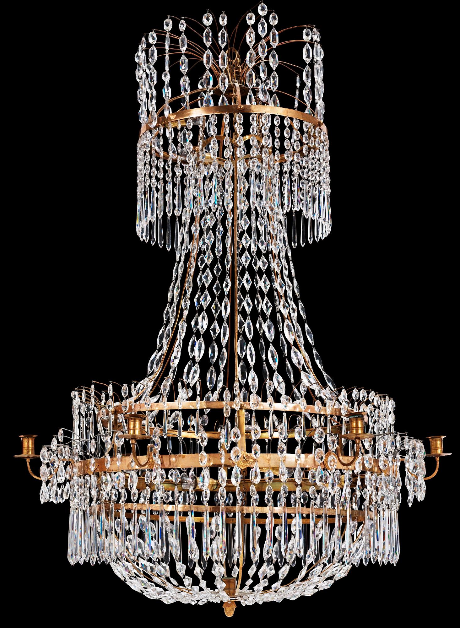 A late Gustavian early 19th century seven-light chandelier.