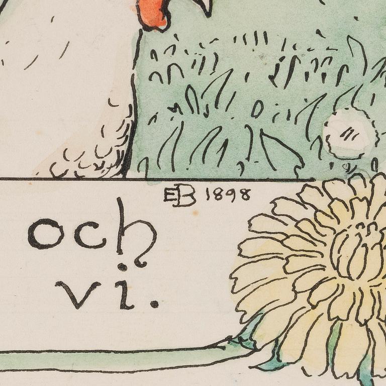 Elsa Beskow, watercolour, signed.