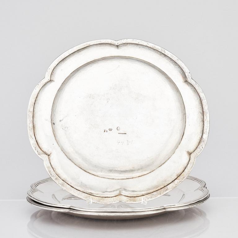 Three Swedish silver plates, marks of Arvid Floberg 1788.