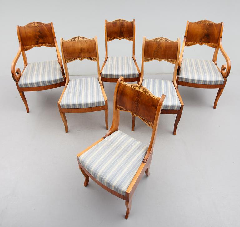 STOLAR, 4 st, SAMT KARMSTOLAR, 2 st, möjligen Baltikum, 1800-talets mitt.