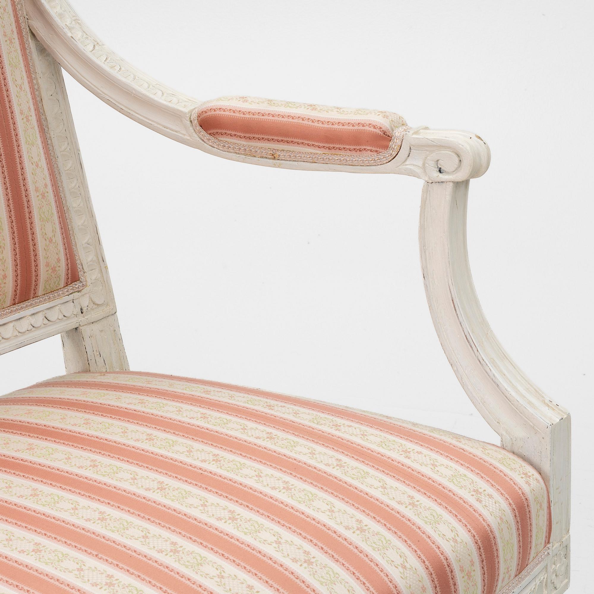 A Gustavian sofa, late 18th century.