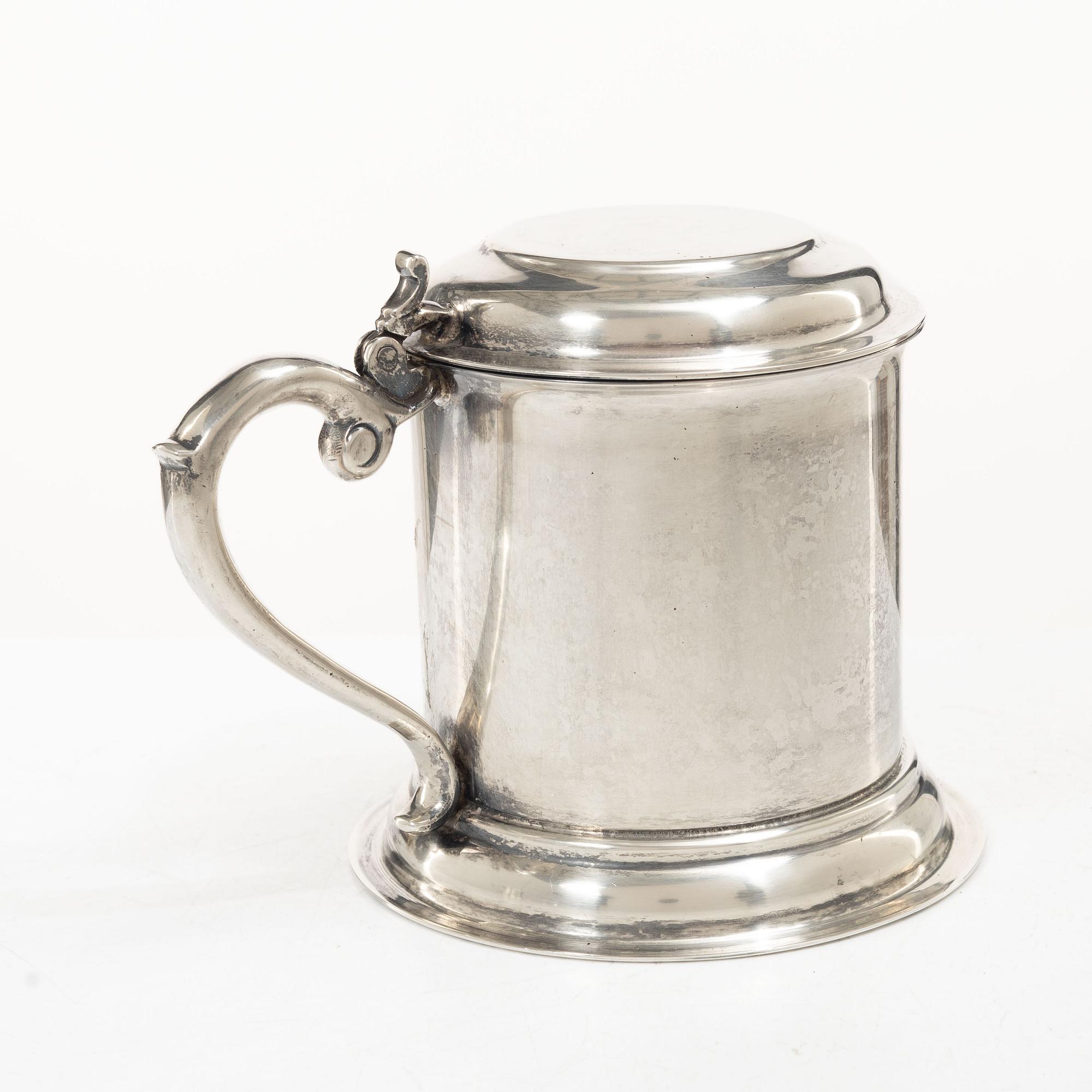 A Mexican sterling silver tankard, mark of Juventino Lopez Reyes, mid-20th century.