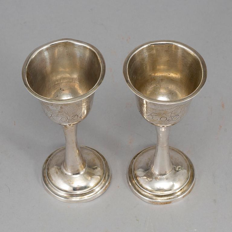 A pair of swedish silver wedding cups, mark of Carl Fredrik Seseman, Arboga 1812.