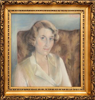 Maurycy Trebacz, portrait of a lady in a white blouse.