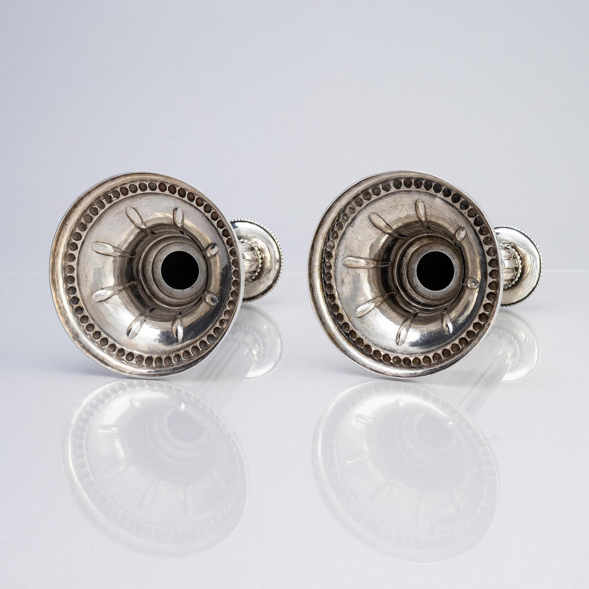 A pair of Swedish 18th century silver candlesticks, mark of Johan Schröder, Landskrona 1790.