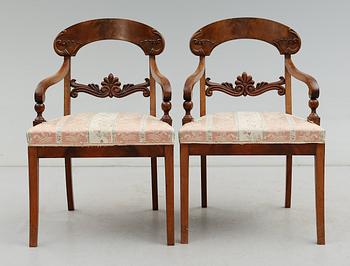 KARMSTOLAR, 1 par, Karl-Johan, 1800-talets mitt.