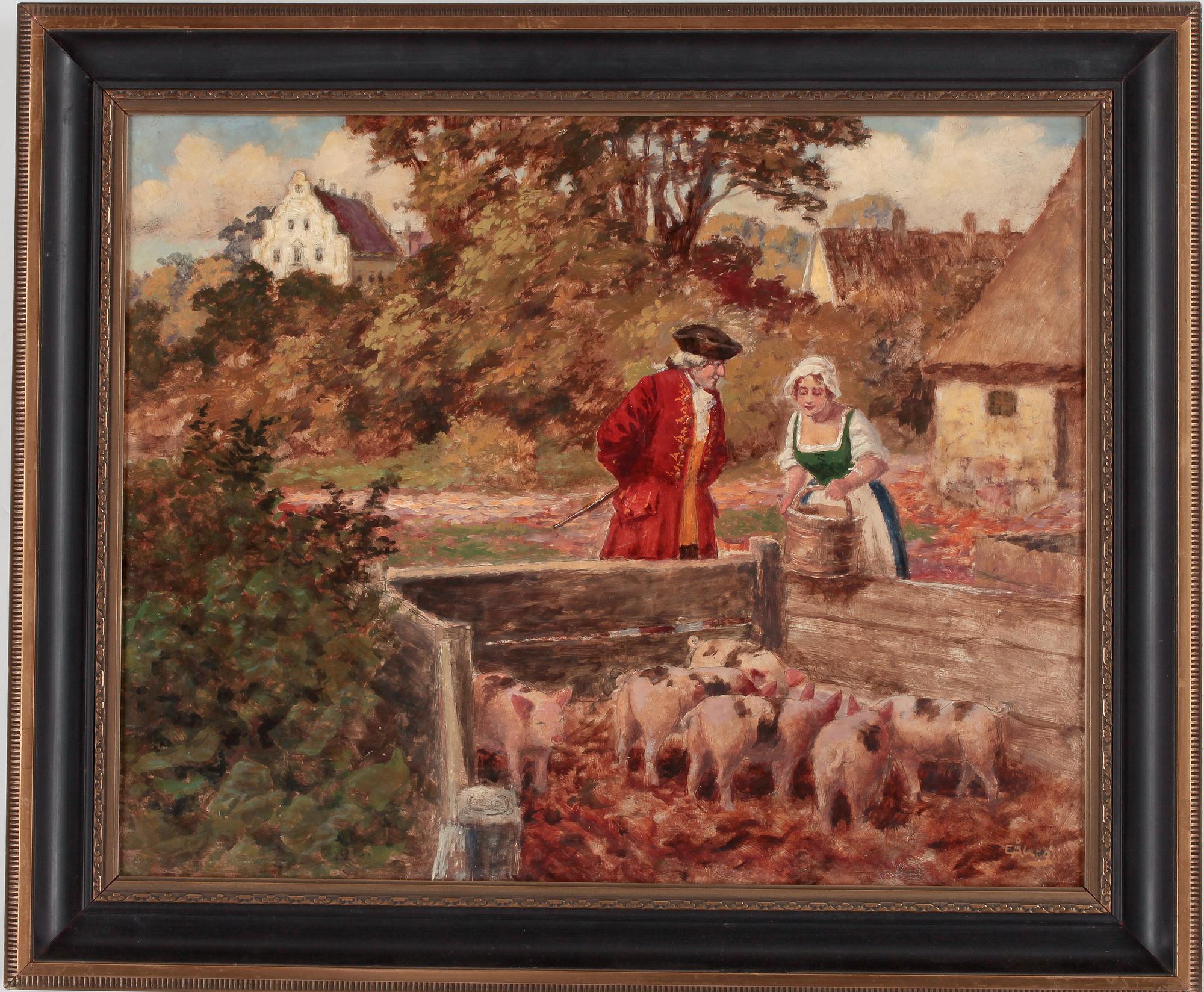 EMIL ÅBERG, olja på pannå. sign.