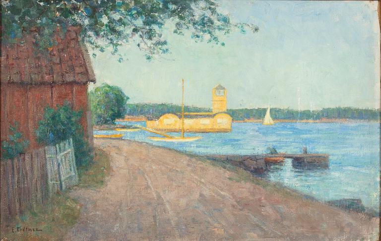 Elias Erdtman, Elias Erdtman, Landscape with Bathing Pavilion, Possibly Dalarö.