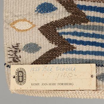 TEXTILE. "Blå Crocus". Tapestry weave variant. 32,5 x 75  cm. Signed AMF.