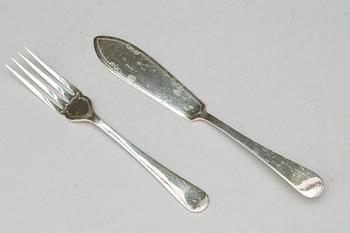 FISKBESTICK, 24 delar, nysilver.