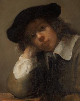 Samuel van Hoogstraten Attributed to, Portrait of a studying youth (Possibly a self portrait).