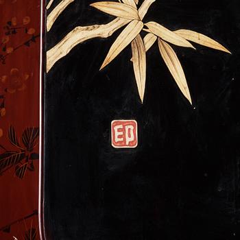 A Japanese wooden panel/screen, 20th century.