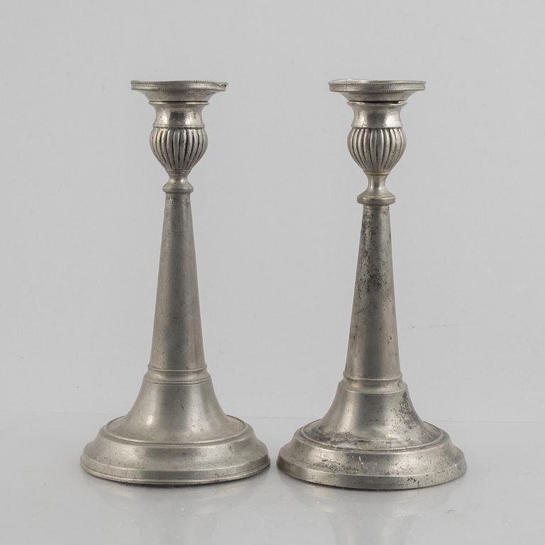 A pair of pewter candle sticks by Olof Wahlgren (active 1817-1825/27), Helsingborg, Sweden, 1813.