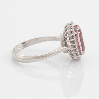 Morganite and brilliant cut diamond ring.