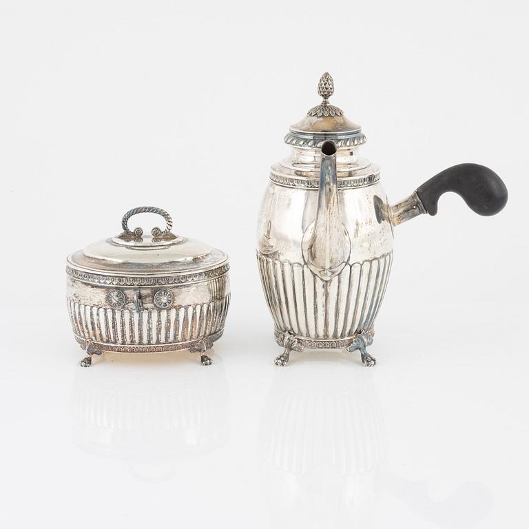 Kaffeservis, 3 delar, silver, gustaviansk stil, GAB, Stockholm, 1916.