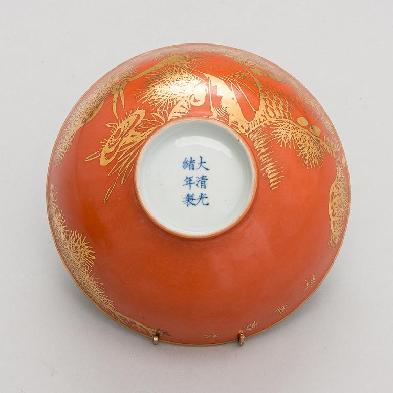 Skålar, 3 st, porslin, Guangxus märke, Kina, 1900-talets första del.