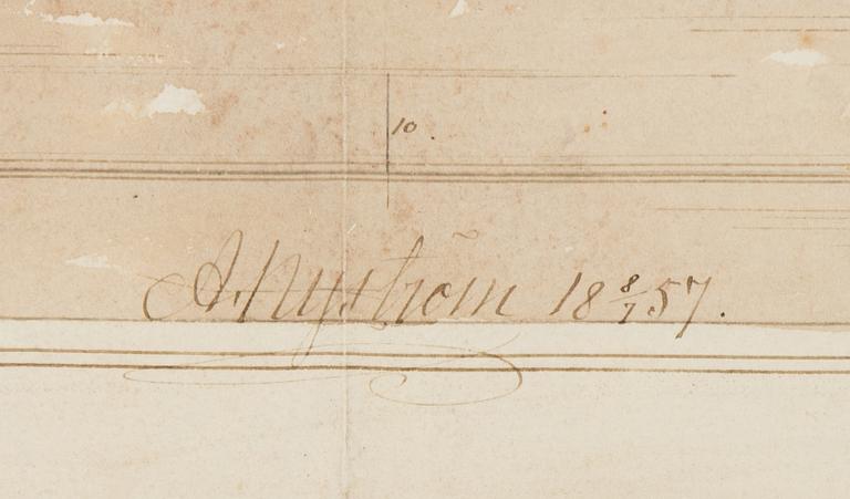 A architect drawing in watercolour by Axel Nyström (1793-1868).