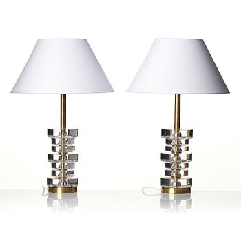 Carl Fagerlund, a pair of table lamps model "RD 1984", Orrefors, 1960s-70s.