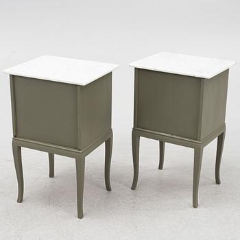 Bedside tables, a pair, first half of the 20th century.