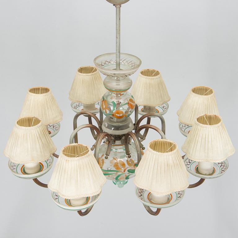 Paavo Tynell, A 1940s '1752/8' chandelier, for Taito and Kauklahden Lasitehdas. Finland.