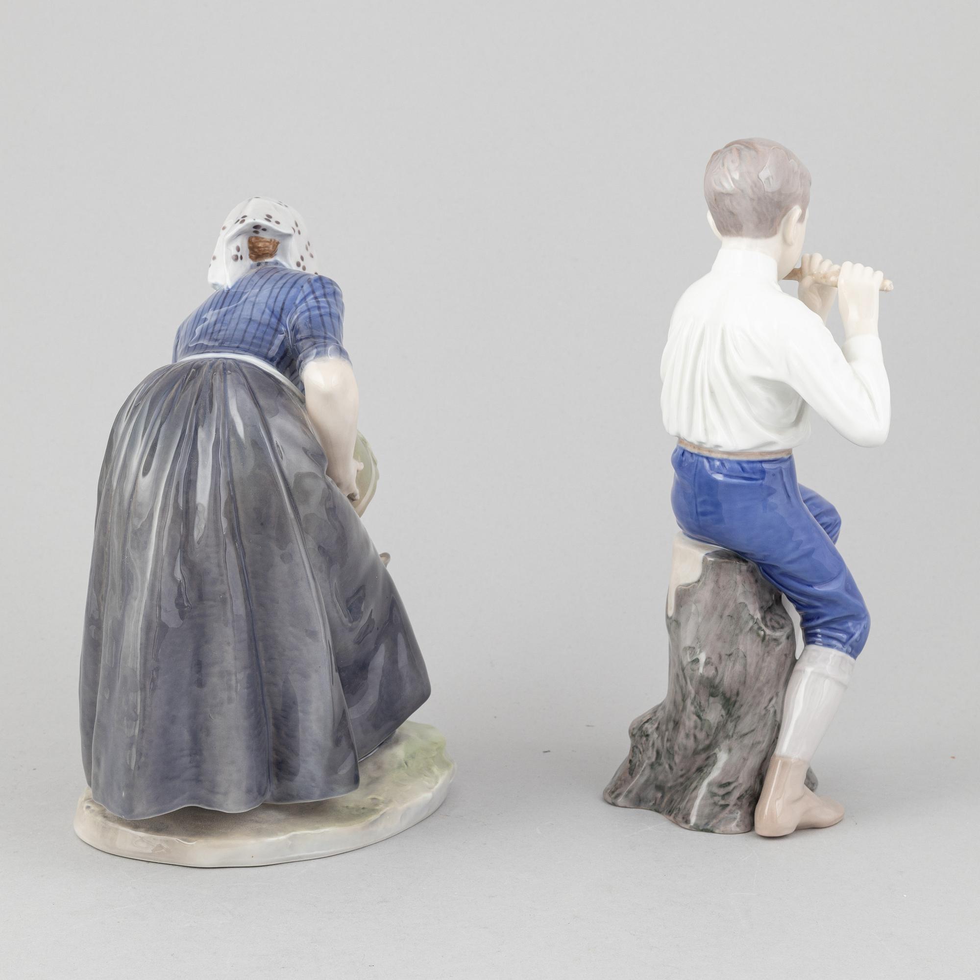A set of four porcelain figurines, Bing & Grøndahl and Royal Copenhagen, Denmark.
