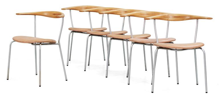 HANS J WEGNER, stolar, 6 st, Johannes Hansen, Danmark 1950-tal, modell 701.