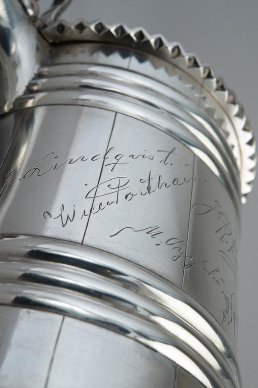 A TANKARD, 84 silver. Robert Kohun St. Petersburg 1882. Height 17 cm, weight 783 g.