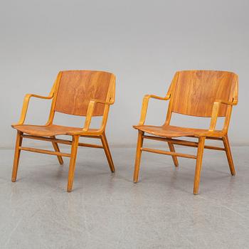 A pair of "Ax-chairs" by PETER HVIDT & ORLA MØLGAARD NIELSEN, Fritz Hansen, Denmark, 1950-60s.