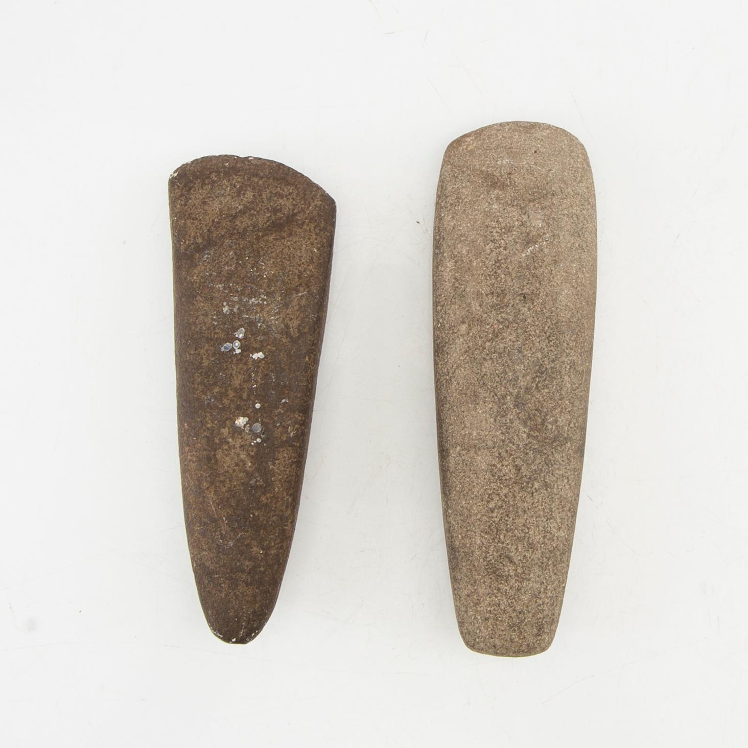 Stone axes, two pieces, Neolithic.