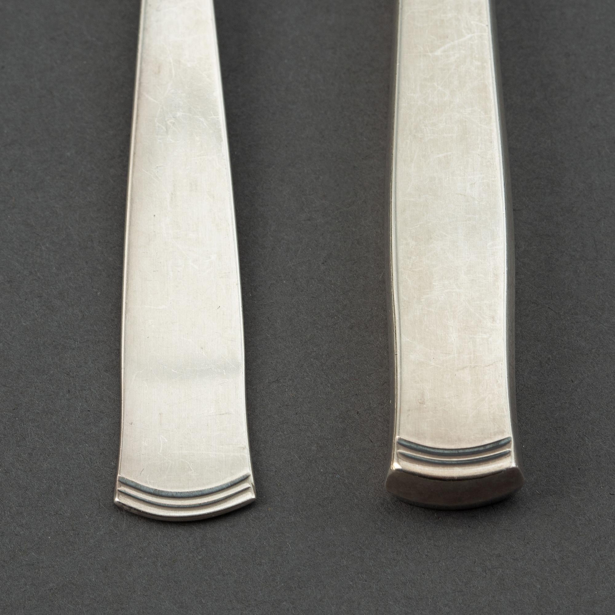 Jacob Ängman, a 66 piece "Rosenholm" silver part flatware service, maker's mark GAB, Stockholm, 1960/70s.