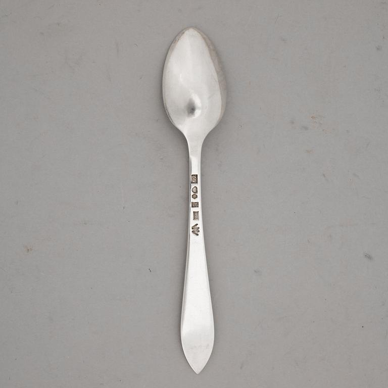 KAFFESKEDAR, 12 st, silver, Wiwen Nilsson, Lund, 1934-1936, vikt ca 133 g.