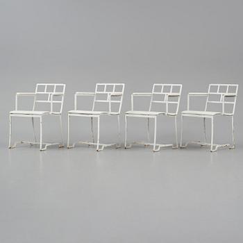 Carl Hörvik, a set of four garden chairs, possibly produced by Thulins vagnfabrik, Skillingaryd, Sweden.