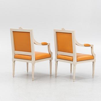 Karmstolar, ett par, gustaviansk stil, 1900-talets slut.