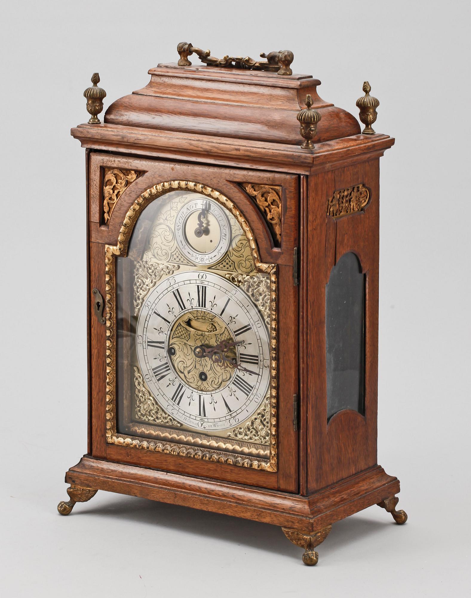 BIBLIOTEKSUR, spindelgång, kvartsslag, Balthasar Holtzman, Wien (levnadsår ca1722-1754).